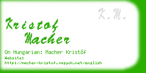 kristof macher business card